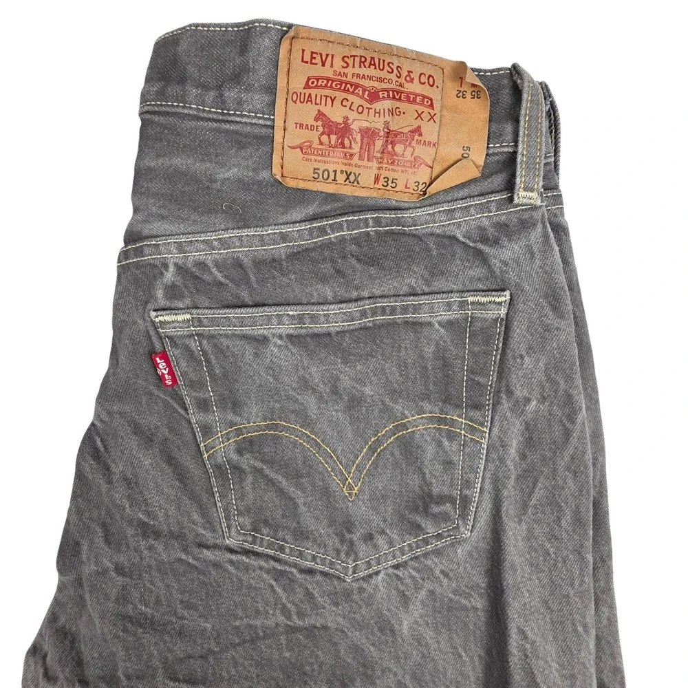 Levi's 501XX Mens Jeans 35x32 (32x29 measured) Straight Leg Gray Wash Denim‎